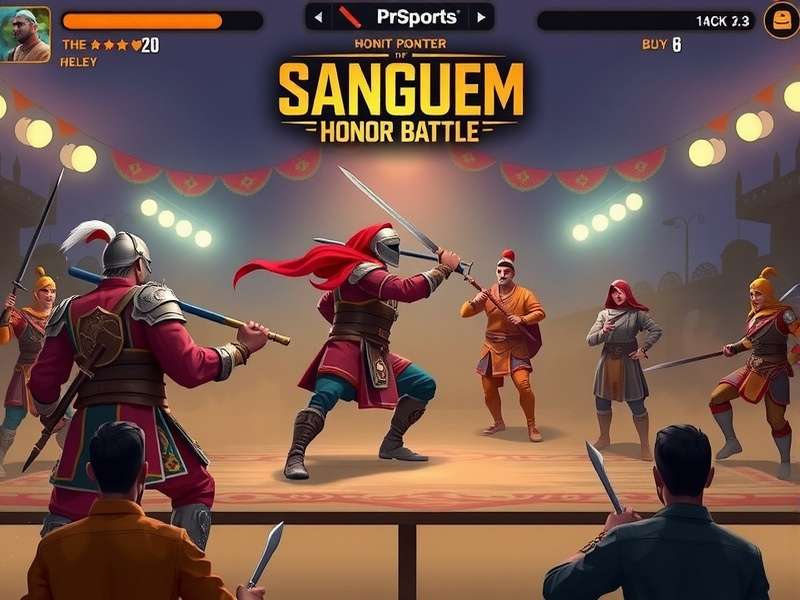 Sanguem Honor Battle gameplay screenshot showing players in traditional Indian armor